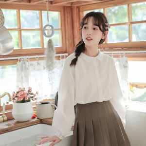 French Doll Collar Long Sleeve Fleece Lined Shirt Womens Base Layer Top Warm Autumn Winter New Small Size Shirt Bottoming