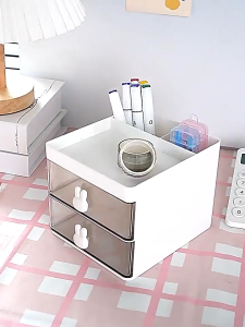 Drawer Desktop Storage Box Makeup Organizer Multipurpose Storage Container for Office Home Stationery Cosmetic兔子收纳盒