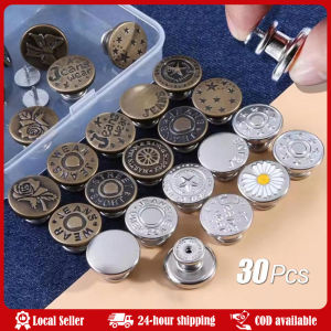 10/30Pcs Jeans Buttons Replacement No Sewing Metal Button Repair Kit Nailless Removable Jean Buttons Set Sewing Accessories DIY Detachable Metal Buttons for Jeans No-Sewing Replacement Jeans Buttons Waist Pants Pins Adjust Nail-Free Button