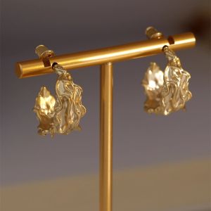 Hong Kong Style Retro Matte Texture C- Shaped Ear Ring Beautiful Elegant Fog Asymmetrical Hoop Earrings Female 925 Silver Needle