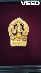 Brass Sitting Ganesha and Kolam Design Wall Hanging Frame with Teak Wood Border | Pooja Room Decor for Home & Housewarming Gift | 13*11 Inch (1 Pc)