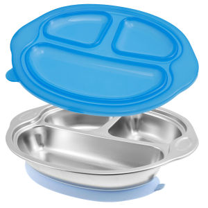 Baby Dining Plate Stainless Steel Children Dishes Suction Toddle Food Training Tableware Kids Feeding Bowls Baby Children Stuff