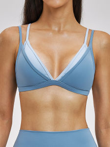 QYUED | Nude Sensation Back Beautiful Two-in-one Color Block Yoga Bra