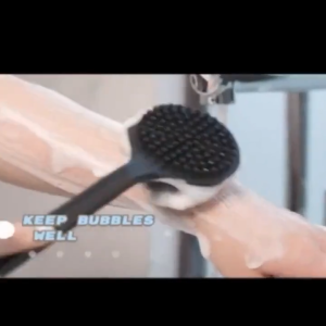 Double-Sided Silicone Back Scrubber Long Handle Silicon Body Scrub Shower Brush for Deep Cleanse & Massage Produce Rich Foam