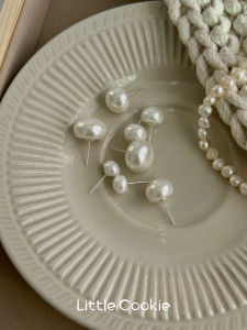 S925 Sterling Silver Pearl Earrings Womens Steamed Bread Beads Earrings Flat Pearl Earrings Flat round 2023 New Arrival Fancy Niche Style