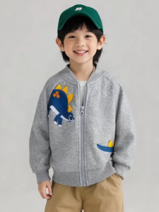 [Fast Shipping] Kids Cotton Coat for Boy 2-10 Yrs Fashionable Dinosaur Pattern Zip Jacket for Kids Boy