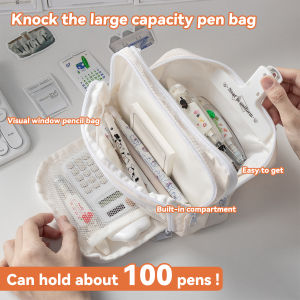 3 Layers Pencil Case Large Capacity Pouch with Zipper Compartments for Students Kids Back To School Supplies Stationery Storage