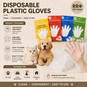 100PCS Disposable Plastic Gloves Sarung Tangan Plastik Sekali Guna Transparent Food Cleaning Pet Care Household