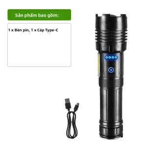 Đèn Pin Kép COB & LED Siêu Sáng 2000000LM Đèn Pin Di Động Có Thể Sạc Lại Khẩn Cấp Với Pin Tích Hợp Đèn Pin Tuần Tra Săn Bắn Ngoài Trời Chống Nước