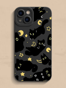 Creative Cartoon Star Black Cat Silicone Phone Case for   17/16/15/14/13/12/11/X/XR/8P/7/6S Protective Cover for Men And Women