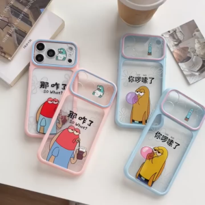 Funny Cartoon Clear Acrylic Phone Case Dual-Color Frame Shockproof Cover For iPhone 11 12 13 14 15 16 17 18 Pro Max Plus
