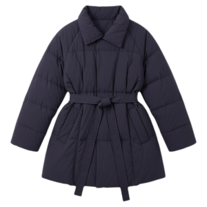 Heben Style Womens Cotton Jacket Belted Waistcoat Winter 2026 New Popular Outerwear Simple Straight Cut Long Sleeve High Collar