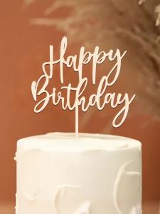 YOMDID Happy Birthday Cake Topper Wooden Happy Birthday Cake Topper Cake Decoration for Birthdays Parties Christmas Decorations