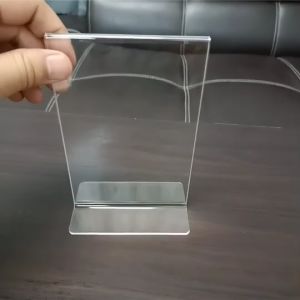 ป้ายอะคริลิคตั้งโต๊ะ A6  B6  A5 A4 ป้ายตั้งโต๊ะ แนวตั้งหรือแนวนอน ป้ายอะคริลิคตั้งโต๊ะ A4 แนวตั้ง 29.7×21cm โชว์ 1 ด้าน ทรง L