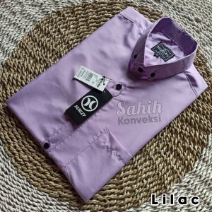 kemeja polos pria warna lilac lengan pendek jumbo bigsize M-XXXL
