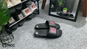 Sandal Sendal Slop Selop Slip On Distro Casual Pria Wanita Terbaru Kekinian Good Vibes Hitam Biru Gold Putih