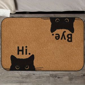 VIKAMA Fun Cat Welcome Door Mat Carpet Bedroom Entrance Entrance Carpet Lightweight and Comfortable Home Decoration