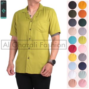 Kemeja pendek motif polos pria terbaru  casual pria trendi distro terbaru  piyama al ghazali fashion