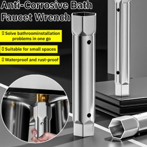 Anti-Corrosive Bath Faucet Wrench Anti-slip Kitchen Repair Plumbing Tool Multifunction Flume Hexagonal Wrench