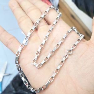Vĩnh Viễn-Khóa tròn ký hiệu không Phai Màu Dây Chuyền Xích Vuông 4MM 5MM Cao Cấp - Vòng cổ Màu sáng đẹp như vàng trắng tắm rửa thoải mái không phai