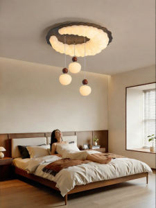 DGY | Bedroom Retro French Style Cream Colored Wooden Lamp