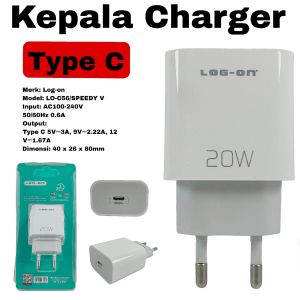 Kepala Charger HP Type C Log-on Super Quick Fast Charging 20w