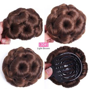 【COD/Spot Goods】12CM Korean Style 5 Colors Women Flower Bag with Clip Natural Curly Bun Wig Extension Pad Accessories 【Local Stock】Korean Natural Bun Flowers Gripper Hairpin Wig Ladies Bride Chignon Hairpiece Accessories Black Glueless Synthetic Hair
