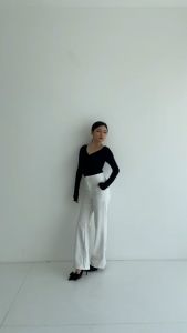 NZINGA Nari | Top Wanita Polos Lengan Panjang - Baju V Neck Ruched Slim Fit | Ukuran S - XXL