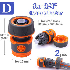 2PCS 1/2" 3/4" Garden Hose Adapter with 16mm Quick Connector Stop Water Coupler Joints Irrigation Tube Connect Repair Extender
