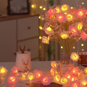 3M 20LEDs Festoon Rose Flower String Light Wedding Fairy Battery Garland Lights for Party Mothers Day Home Bedroom Decoration