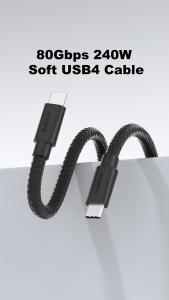 Hagibis สายสายข้อมูล USB4 PD3.1 240W ชาร์จเร็ว8K สายวิดีโอ80Gbps USB ส่งข้อมูล C เป็น Type-C สายอ่อนสำหรับ Thunderbolt 4/5 iPhone 16 Mac Mini M4แล็ปท็อป