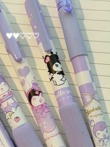 4Pcs Kuromi Erasable Pen Erasable Neutral Pen Blue/Black Ink Ballpen With Eraser Soft Grip 0.5mm Learning Stationery Gift