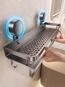 Suction Wall Mounted Storage Shelf for Bathroom