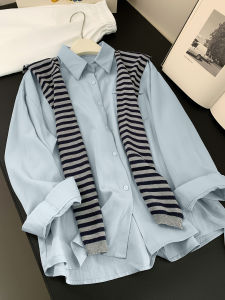 AMILUCK | Womens Loose Shirt Cardigan Two-Piece Set New Fall Season Design Sensation Breathable Long Sleeve Polo Collar Comfortable Fit