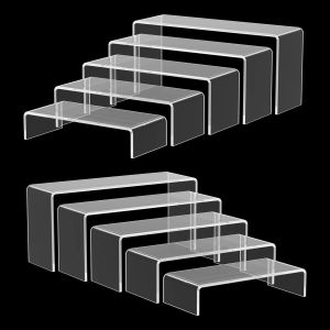 3/6/9Pcs Acrylic Transparent Display Stand U Shape Lightweight Holder Window Counter Cosmetics Rack Dessert Model Shelf