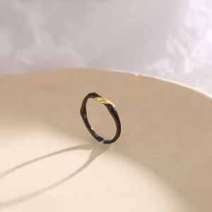 Yanda an Ink Painting of Bamboo Gold Leaf Ring Female Ins Trendy Cool Fashion Personality Internet Celebrity Minimalist Girlfriends Open 925 Sterling Silver Ring