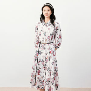 Koradior | Rose Autumn Youthful Flora Shirt Dress
