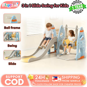 3 in 1 Slide Swing for Kids Foldable with Basketball Hoop - Indoor/Outdoor Play Easy to Install Playground Set