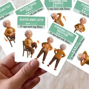 18pcs Senior Women Core Abdominal Activation Workout Cards Low Intensity Gentle Fitness Sports Teaching Cards Decor