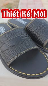 Dép quai ngang nam da bò thật khâu đế bao đi mưa da thật siêu mềm mại thiết kế thời trang độ bền cao v.CSDN