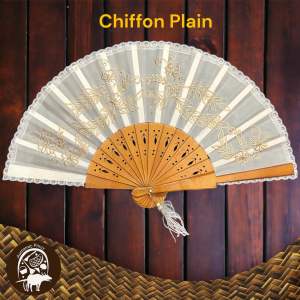 Native Hand fan made from Mahogany Wood | Jusi Hand Fan & Chiffon | Pineapple Fiber | Pamaypay | 9 x 16 inches
