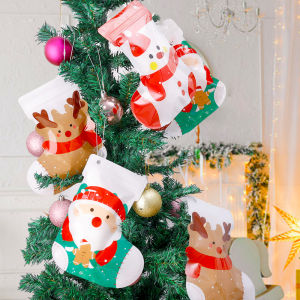 【Free Shipping】Christmas Gift Bag for Candy Chocolate Cookie Nougat Biscuit Wrapper Packing Gift Zipper Bag Pendant for Xmas Tree