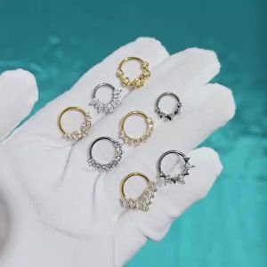 1PC G23 Titanium Marquise Zircon Hinged Septum Clicker Piercings Butterfly/Heart Nose Ear Cartilage Hoop Daith Helix Jewelry 16G