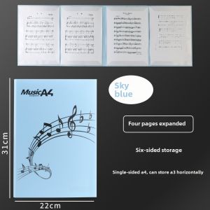 A4 Sheet Music Folder Can Be Unfolded Tri-Fold Page Piano Score Clip Can Be Modified Portable Foldable Info Booklet for Playing