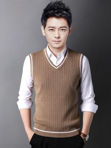 ROMON | Loose Pure Cotton V-Neck Sleeveless Knitted Sweater Vest For Men Romon Brand Fashionable Autumn Winter New Style Casual Wear