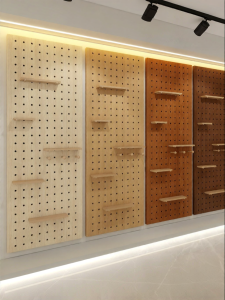 BEIQIVI | Custom Solid Wood Wall Mounted Display Shelf Perforated Board