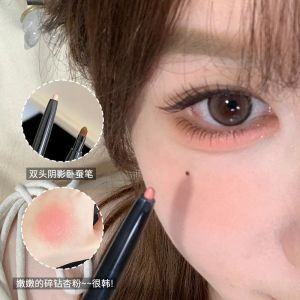 Cappuvini Butterfly Knot Double-Ended Eyeshadow Pen Natural Glow Highlighter Soft Matte Shadow Lightweight Long-lasting