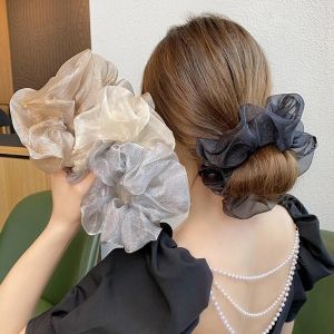 2023 LƯỚI MÙA HÈ scrunchies cho phụ nữ hai lớp sáng dây buộc tóc Organza thanh lịch dây buộc tóc thời trang Hàn Quốc Phụ kiện tóc