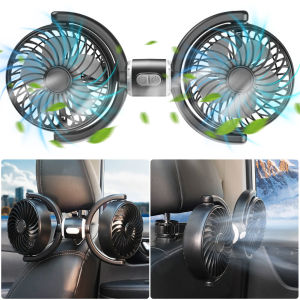 [Arrived within 3 days] Dual Head Car Seat Back Cooling Fan 3-Speed USB Brushless Automotive Fan 360° Rotatable Car Electric Cooling Fan for Car Home Accessories