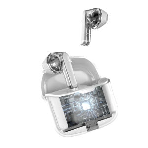 J225 Stylish TWS Bluetooth Earphones With 3D Curved Charging Case And Transparent Design Smart Touch HD Audio 200mAh Battery